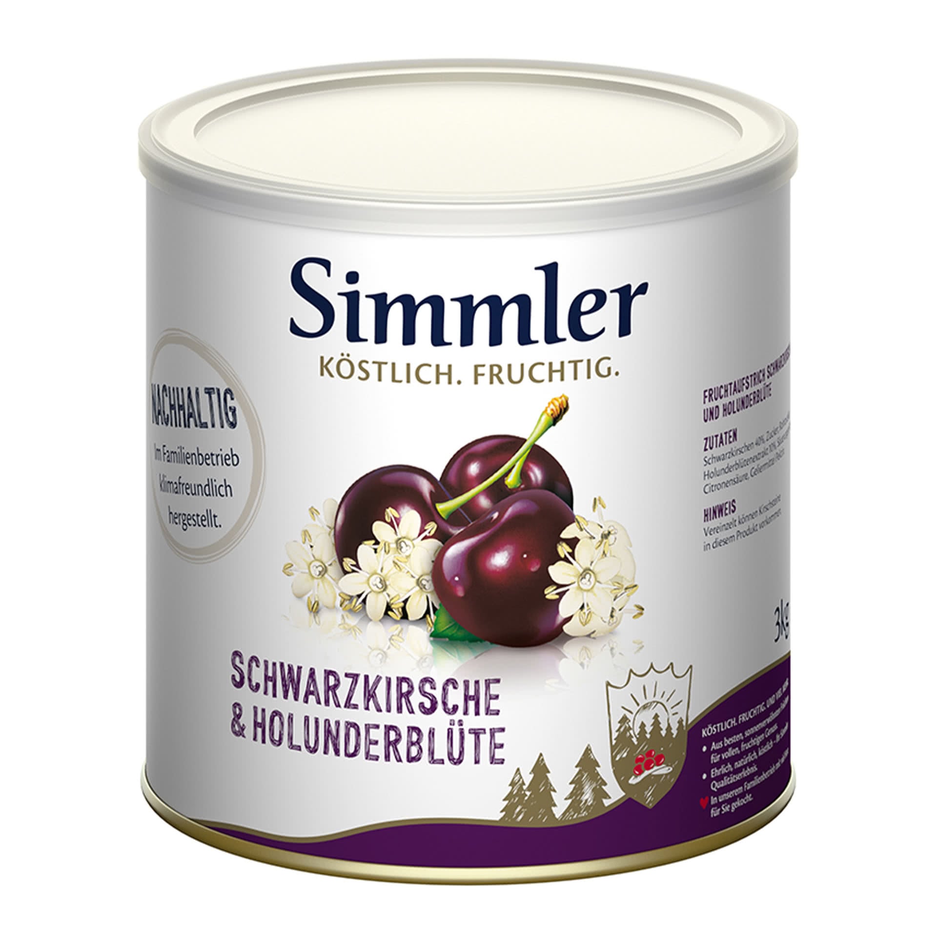 Schwarzkirsch Holunderblüten Marmelade Dose